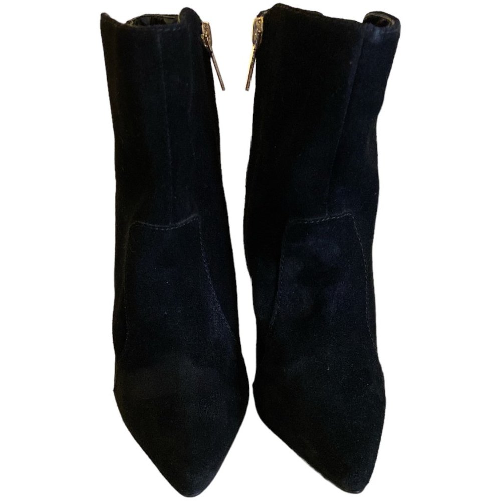 Victoria's Secret Womens Wedge Ankle Booties Black Suede Side Zip Size 6